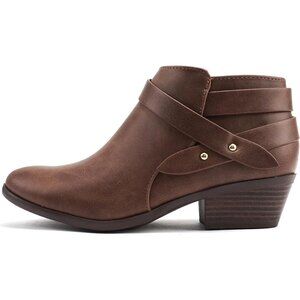 Soda Sweeten Ankle boote Women Brown Imitation Suede Fashion Closed Toe Multi